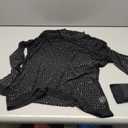 SEBOWEL Women Mesh Rhinestone Tops Sexy Sheer See Through Long Sleeve Shirt Glitter Sparkly Mesh Top Tee Blouse (Medium, 29# Black)