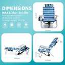 Yestomo Beach Chairs for Adults Heavy Duty, Compact Portable Lay Flat Folding Chair with Backpack Straps and Large Cooler Pouch, Support to 350LBS (Stripes_Blue&Cyan), 12.6" X 20.5" X 26.5"