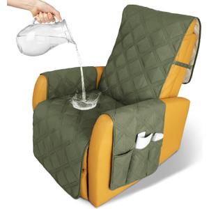 CHHKON Recliner Chair Covers Waterproof with Anti-Skip Furniture Protector Sofa Slipcover for Children, Sofa Covers for Dogs (Green, 23'')