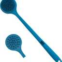 Bendable Long Handled Silicone Body Brush & Hair Scrubber - Bath Shower Back Brush, Shampoo Hair & Scalp Massager, Back Scrubber for Shower (Blue Sapphire)