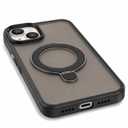 Magnetic Ring Stand Case for Apple iPhone 13 Black | Frosted Matte Translucent Back Cover | 360° Foldable Kickstand | Camera Protection | Anti-Scratch Shockproof Slim Protective Case