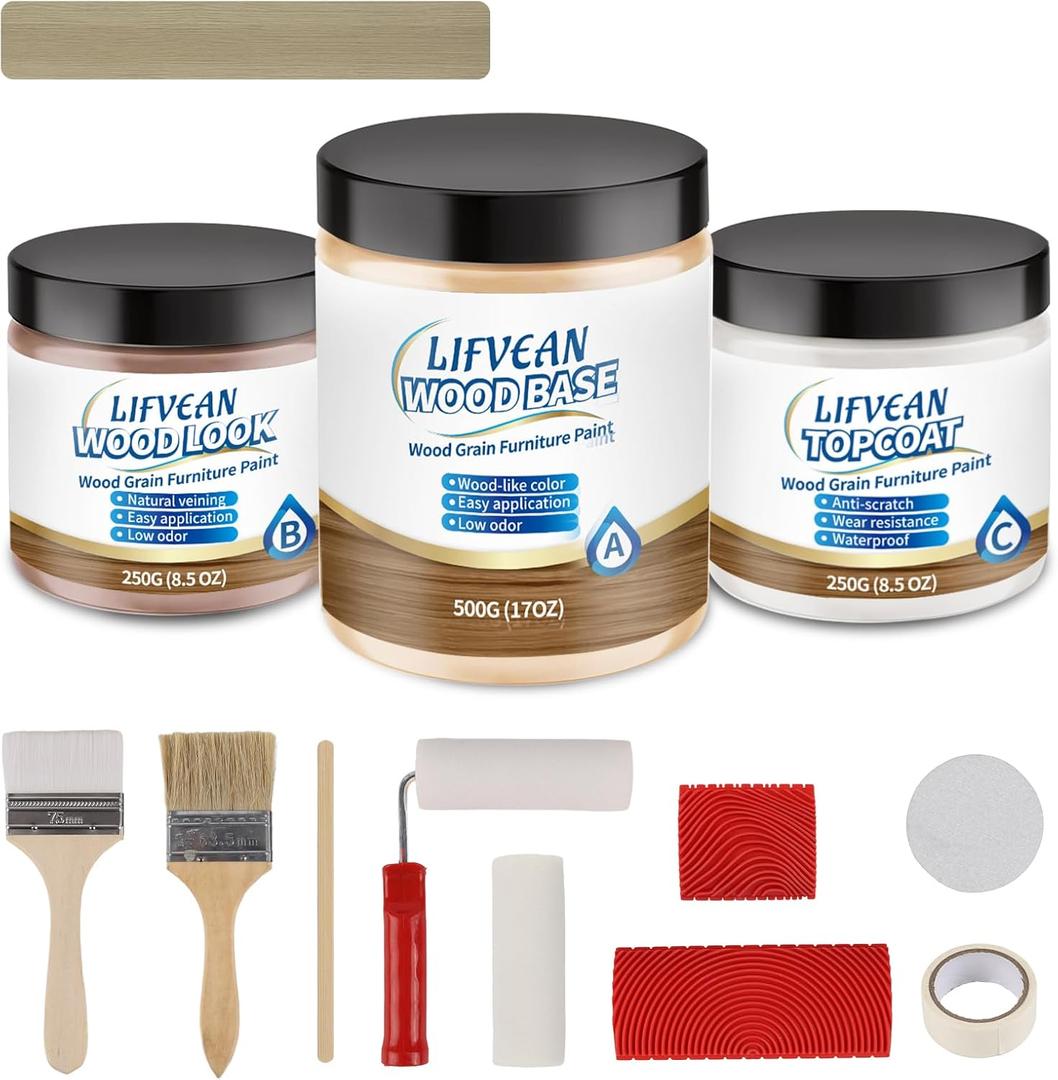 Wood Look Paint for Furniture, Countertop, Interior Doors Yellow Oak Wood Grain Paint Cover 26-30 sq.ft