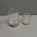 DASITON Makeup Brush holder Organizer,Crystal Cosmetic Makeup Brush Glass Brushes Storage Holder, Vintage Make Up Brush Cup Pen Pencil Holder striped vase(Clear S+L)