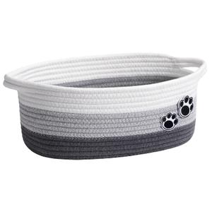 Small Dog Toy Basket, Cute Woven Baskets for Shelves, Decorative Rope Storage Baskets for Nursery, Baby Gift Basket for Diapers, 12 x 8 x 5 inches (Grey)