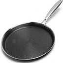 Nonstick Crepe Pan 12 inch Stainless Steel Crepe Pan Honeycomb Coating Flat Skillet Tawa Dosa Tortilla Pan, Induction Compatible