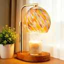 Stained Glass Candle Warmer Lamp Adjustable Height, 7-Level Dimmable Brightness with 2/4/8H Timer, Candle Warmer Light with 2 Bulbs for Women Mom Scented Jar Candles - Gold