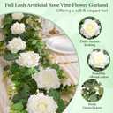 Livole 2Pcs 13 FT Artificial Flower Garlands Real Touch Fake Floral Silk White Rose Garland Hanging Vine for Wedding Table Centerpieces Party Arch Ceremony Garlands Backdrop Decor