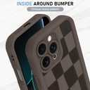 KANGHAR Compatible with iPhone 16 Pro Case, Silicone Checkered Cute Pattern, Camera Protection Soft Slim Shockproof Edge Phone Case for Girls Women -Brown