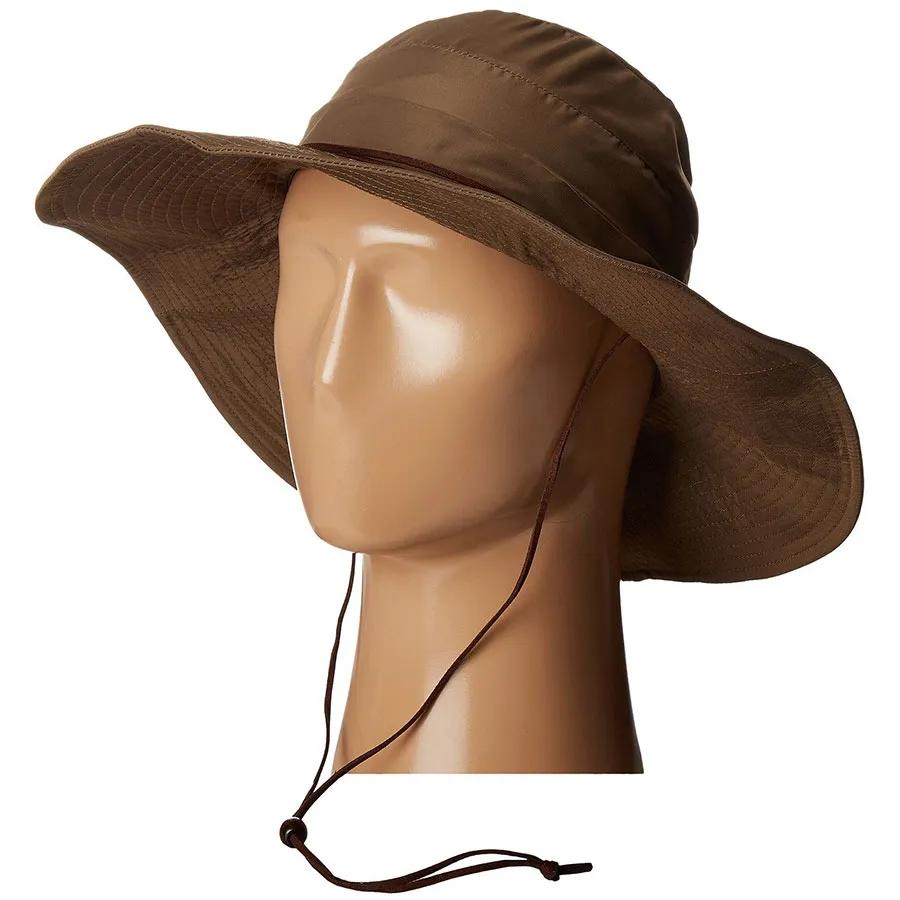 Solid Packable Sun Hat for Women and Men Wide Brim Waterproof Beach Bucket Hats UPF 50+ (One Size, Brown)