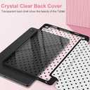 MEEgoodo Case for Samsung Galaxy Tab A11 Plus 2026/A9 Plus 11 inch 2024, Tablet Case with Transparent Acrylic Back Shell + Trifold Stand + Auto Wake/Sleep, Poka Dot Black