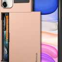 Vofolen Case for iPhone 11 Case Wallet Credit Card Holder ID Slot Sliding Door Hidden Pocket Anti-Scratch Dual Layer Hybrid Bumper Armor Protective Hard Shell Back Cover for iPhone 11 6.1 Rose Gold