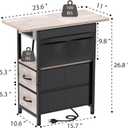 Yenlure Small Side Table with Charging Station, Narrow Nightstand Bedside Tables with Storage Pocket for Living Room Bedroom, Sofa End Table with USB Ports and Power Outlets for Small Spaces, Greige, 23.6 inches x 11 inches x 26.8 inches