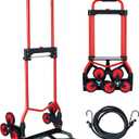 Stair Climbing Dolly Cart,Stair Climbing Hand Truck Dolly with Telescoping Handle and Stairs Wheels,330 LB Capacity Heavy Duty Folding Hand Truck for Stairs,Moving,Office (Red)