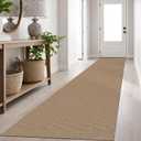 IOHOUZE Washable Exrea Long Hallway Runner Rug 2.6x16 Rubber Backed Kitchen Runner Entryway Runner Indoor, Woven Rugs Floor Carpet for Kitchen Hall Entryway Stair, Orange/Tan/Brown