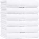 White Medium Bath Towels 24x48 Pack of 6 | Soft, Thick & Quick-Dry | Highly Absorbent 100% Carded Ring Spun Cotton Towels for Bathroom, Spa, Home, Hotel and Air BnB Use (24x48- Pack of 6)
