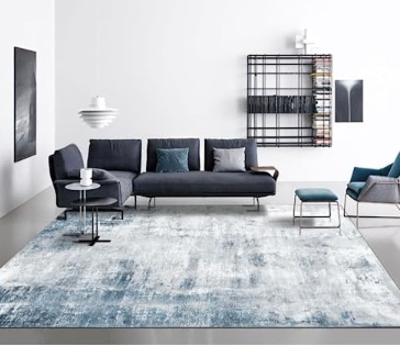 OMERAI Washable Rug 6'x9' Abstract Machine Washable Area Rugs for Living Room Ultra-Thin Non Slip Stain Resistant Modern Carpet for Bedroom Dining Room Office Kitchen (Blue)