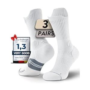 Juclise Coolmax Bamboo Viscose Compression Running Crew Socks, Moisture Wicking Cushioned Anti-Blister Arch Support, Sport (6-9, Glacier 3 pairs)