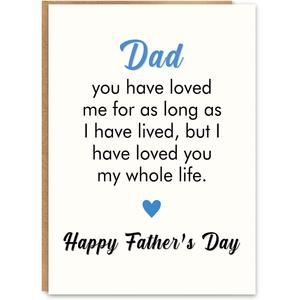3 x Fathers Day Card for Dad, Fathers Day Gift from Daughter or Son, Printed Inside, with Kraft Envelope and Gold Seal Sticker