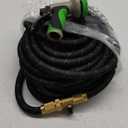 PowerFlow Garden Hose, NON-EXPANDABLE 50 Feet Premium Quality Stainless Steel Metal Water Hose with Durable Fabric Skin, Hose For Commercial, Residential Use, Bonus 10-way Spray Nozzle (50 Ft, Black)