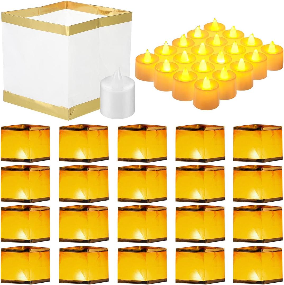Mudder 5.9 Inch Square Paper Floating Lanterns with LED Tea Lights Candles for Wishing Praying Blessing Wedding Festival Event Party Memorial Pool Patio Side Decoration (20 Pack) Mudder 5.9 Inch Square Paper Floating Lanterns with LED Tea Lights Candles for Wishing Praying Blessing Wedding Festival Event Party Memorial Pool Patio Side Decoration (20 Pack)