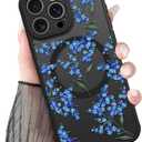 Magnetic for iPhone 16 Pro Max Case Blue Flowers | [Compatible with MagSafe] Cute Aesthetic Summer Blue Flowers Design for Women Girls Translucent Shockproof Cover
