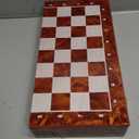 Vintage Figurine Metal Chess Set for Adults and Kids - 15'' Wooden Board with Metal Pieces - Travel Chess Set - Collectible Elegant Game - Family Vintage Board Game