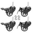 AAGUT 1.5" Stem Casters, Screwed Bolt 5/16" x 18 x 1, Swivel Caster with Brake Lock No Noise Castors,Set of 4