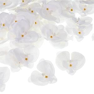 PATIKIL 2.8" Artificial Orchid Flower Heads, 80 Pack Silk Phalaenopsis Fake Butterfly Orchid Heads for Wedding Floral Bouquet Decor DIY Craft Making, Pure White