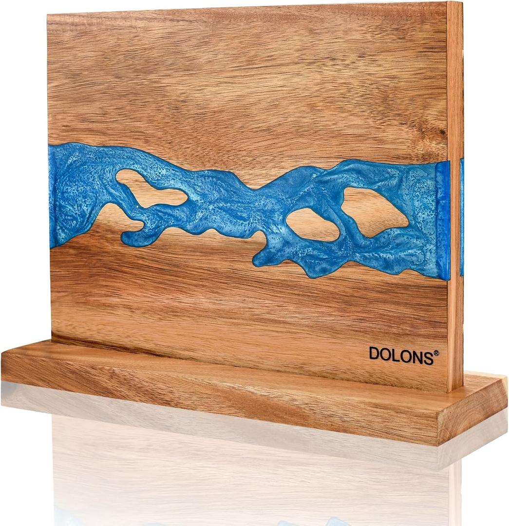Magnetic Knife Block,Acacia Wood And Resin Kitchen Magnetic Knife HolderEquipped with strong magnets,Multifunctional Double Side Knife Storage Organizer for Kitchen Counter Gifts for new home