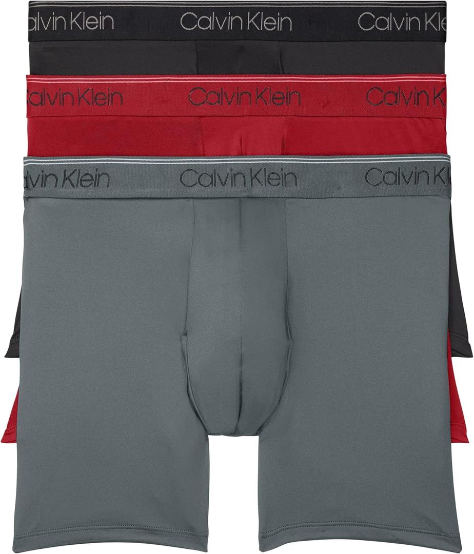 Calvin Klein Men's Micro Stretch 3-pack Boxer Brief (Black, Red, Convoy), Size: X-Large
