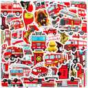 2 x Fire Truck Stickers, Gift for Kids Teen, Cute Waterproof Vinyl Decals for Travel Luggage Suitcase Laptop Water Bottle Skateboard Bike Helmet Guitar Scrapbook Diary Toy Phone Pad [50 PCS]