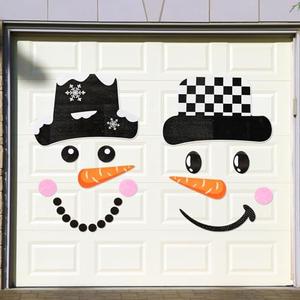 Flutesan Christmas Garage Door Decor Christmas Snowman Magnet Decor Snowman Face Garage Door Reflective Car Magnet Sticker Refrigerator(Cute Style)