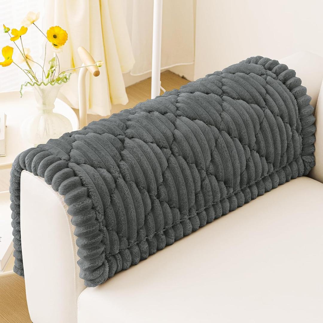 Smiry Pet Couch Covers for Dogs Washable, Non-Slip Fuzzy Couch Covers for 3 Cushion Sofa Pet Friendly, Soft Thick Furniture Protector Sofa Slipcover Mat for Dogs (Dark Grey, 27.6" x 27.6")