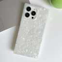 Elegent Pearl Pattern Compatible with iPhone Rectangle Edge Case, Slim Soft TPU Silicone Protective Bumper Cases Cover(Colorful Pearl,15 Pro)
