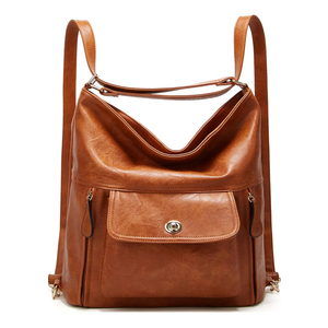 myfriday Vintage Leather Fashion Backpack Purse for Women Large Capacity Convertible Backpack Travel Daily Daypack (Brown)