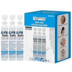 Sterile Saline Solution, 20-Pack Skin and Wound Cleanser, 0.9% Sodium Chloride Wound Wash & Nasal Rinse