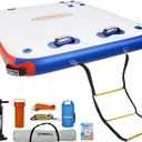 Inflatable Floating Dock Platform, 5FT/ 6FT/ 8FT/ 10FT/ 12FT Air Dock Platform Floating Island Raft with None-Slip Surface, 6in Thick Water Floating Dock Mat for Swimming Pool Lake Beach Ocean