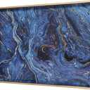 Zosenley Decorative Tray, Marbling Plastic Tray with Handles, Rectangular Vanity Tray and Serving Tray for Bathroom, Kitchen, Ottoman and Coffee Table, 15.6 x 10.2, Blue