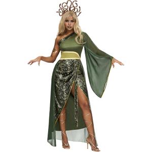 Spooktacular Creations Women Halloween Costumes, Snake Costume Women with Dress, Headband, and Armband for Halloween Cosplay (X-Large)