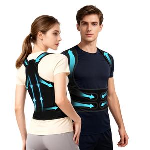 Posture Corrector for Women & Men, Back Brace Straightener with Adjustable Support, Relief for Neck/Shoulder/Back Pain, Scoliosis & Hunchback Correction, Breathable Mesh Design (Large) (Black)