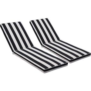 Only choice 2 Pcs Set Outdoor Lounge Chair Cushions Patio Chaise Lounge Replacement Cushions Furniture Seat Cushions(Black+White Stripes-2 pcs) (74.4"x 22.05"x 2.76")