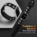 VIQIV Leather Band Compatible with Apple Watch Band 49mm 45mm 44mm 42mm 41mm 40mm 38mm Series Ultra SE 9 8 7 6 5 4 3 2 for Women Black, Western Smart Watch Bracelet for Men, Goth Studded Designer Wristbands Smartwatch Strap for iWatch