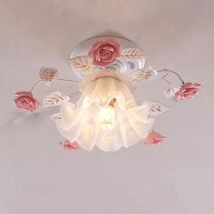 French Glass Flower Ceiling Light Fixture Green Hallway Semi Flush Mount Ceiling Light Nordic Modern Blue White Milk Glass Close to Ceiling Light for Bathroom Farmhouse Foyer Corridor Kitchen