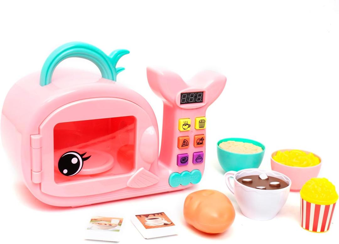 Boley Zoo Troop: Whale Microwave - 11pc Playset, Electronic Light & Sound, Animal Shaped Kitchen Appliance, Food Accessories, Pretend Play, Kids Ages 2+