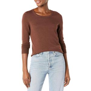 Amazon Essentials Women's Long-Sleeve Lightweight Crewneck Sweater (XX-Large, Dark Chestnut Brown)