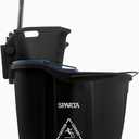 Carlisle FoodService Products Omnifit Mop Bucket with Side Press Wringer and Soiled Water Insert for Floor Cleaning, Kitchens, Restaurants, And Janitorial Use, Polypropylene (Pp), 35 Quarts, Black