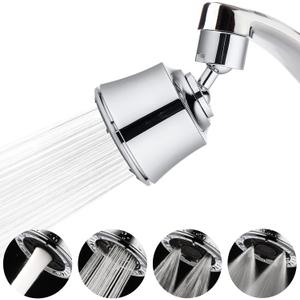 Houtingmaan Kitchen Sink Faucet Aerator with 2 Ball Joint, Big Angle Swivel Faucet Head Replacement with 4 Spray Models, 55/64-27UNS Famale Thread - Chrome