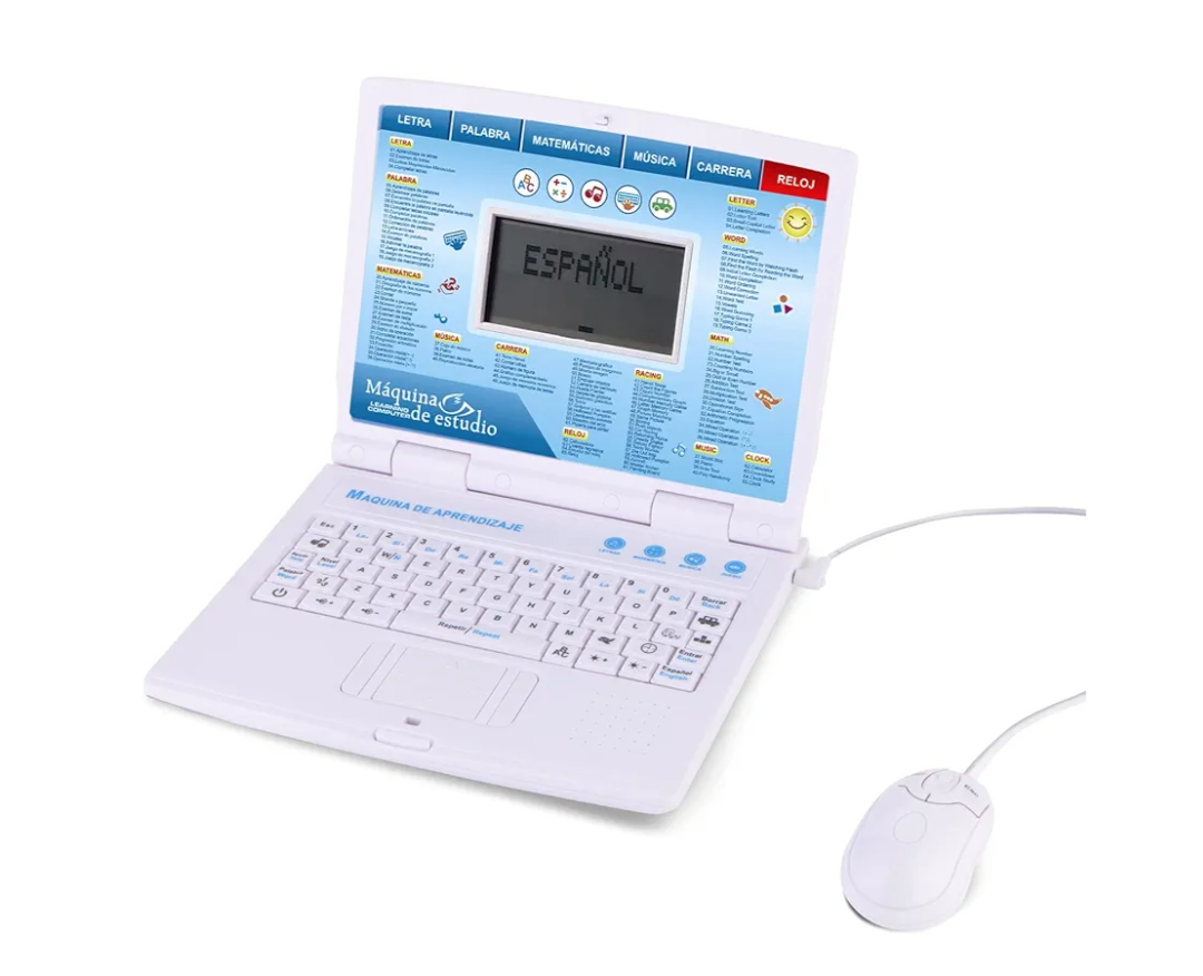 LESHITIAN Educational and Bilingual Laptop Spanish/English, 130 Learning Modes, Laptop for Kids Ages 3+