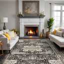 RUUGME Washable 8x10 Area Rugs - Large Rugs for Living Room Stain Resistant Carpet Vintage Rugs for Bedroom with Non Slip Backing Home Decor Floor Decoration Mat (8x10 Black)