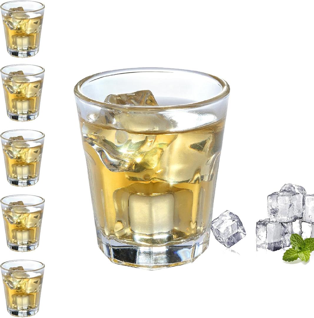 XZZWLL 6 Pack Shot Glasses, 1.7 oz Clear Heavy Base Shot Glass for Tequila, Whiskey, Liquors, Round Smooth Edge Shot Glasses Set for Party, Bar, Home